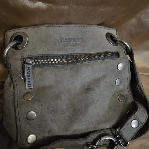 Hammitt Charcoal Leather Unisex Messenger Bag - Picture 1 of 13